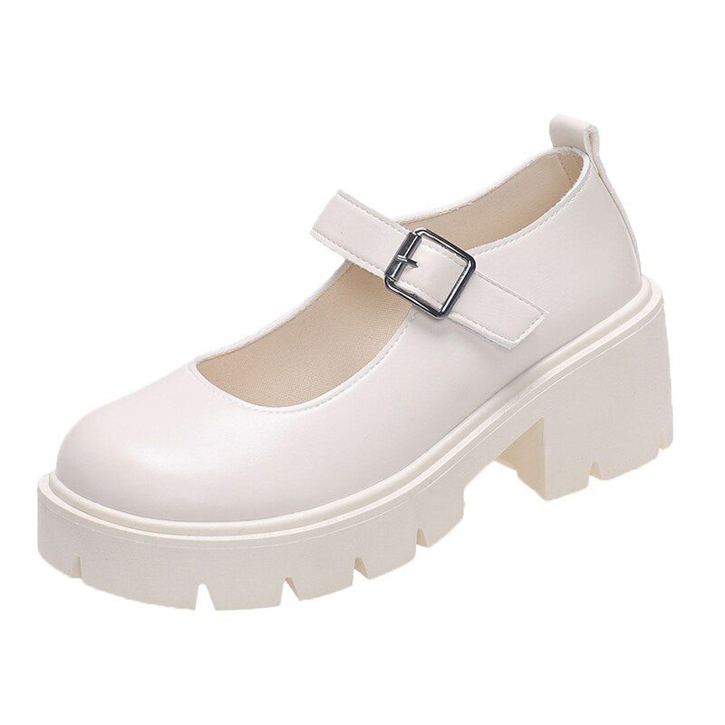 Mary Janes Shoes Women Lolita Black Patent Shoes with Platform Wedges Woman Round Toe Girl Student Cosplay Pumps