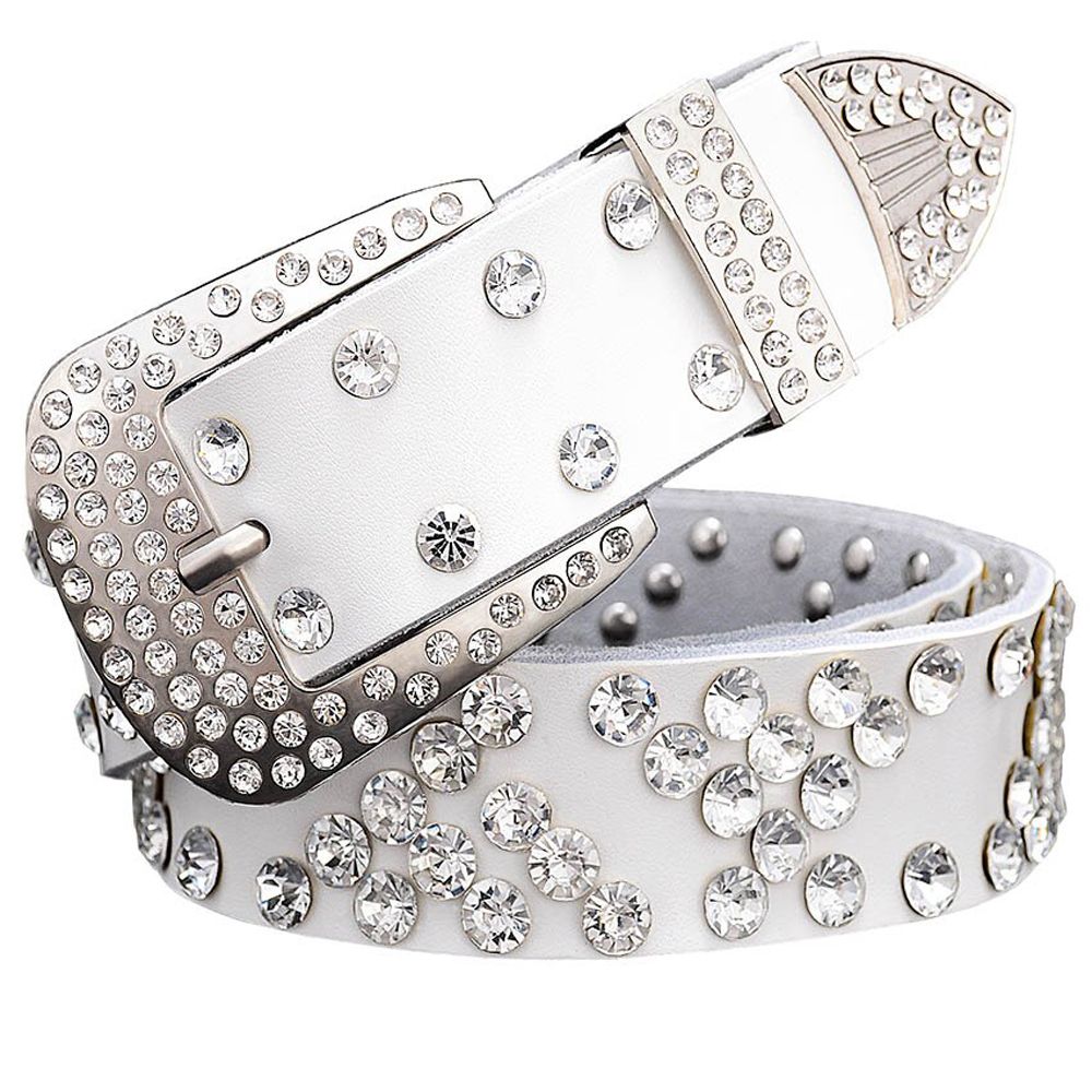 Fashion rhinestone leather for men Designer luxury belts for women Quality cow skin unisex waist strap 3.3 cm