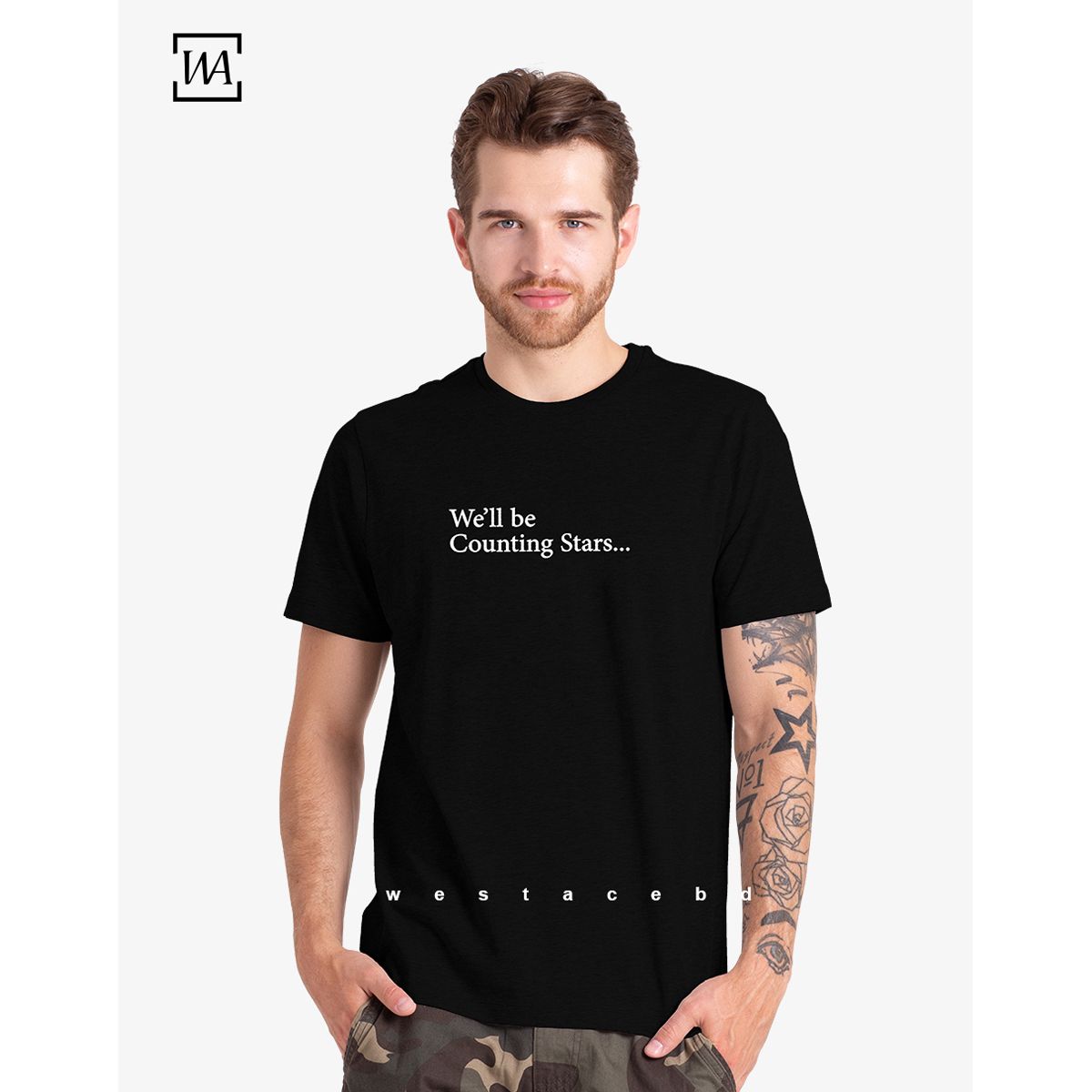 Westace Mens Counting Stars Half Sleeves Print T-shirt