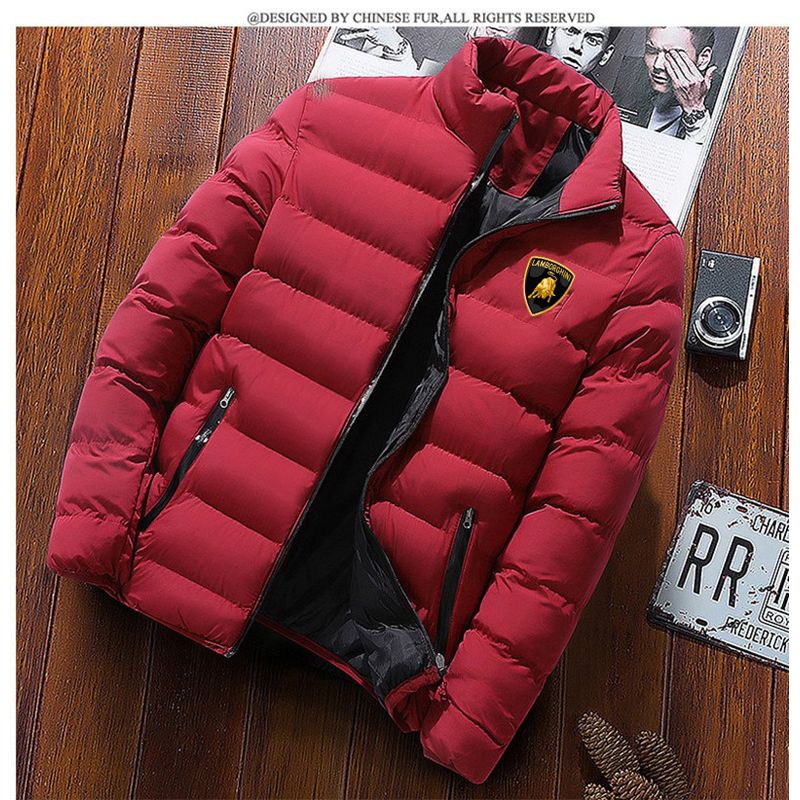 Winter Men's Lamborghini Red Down Jacket Printing Men's Jacket Fashion Men's Zipper Jacket Top Direct s