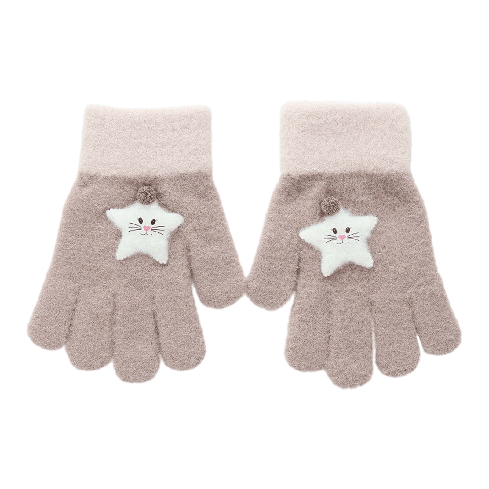 Kids Gloves Five-pointed Star Ribbed Cuff Knitting Gloves
