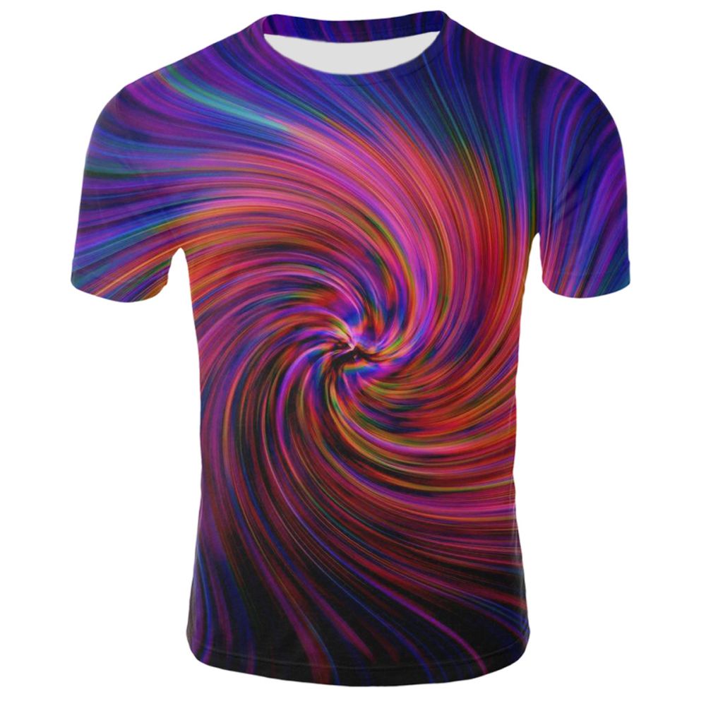 Sunnyheart Men Time Tunnel 3D Digital Print Short Sleeve Round Neck T-shirt Tee Top Blouse