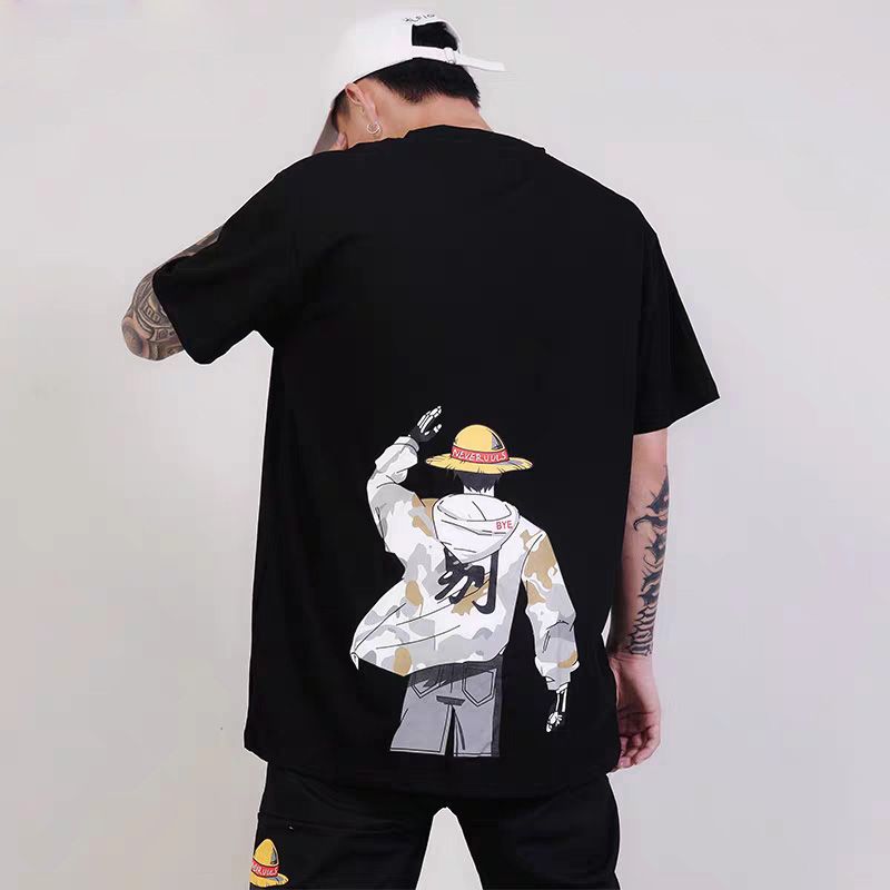 OIMG Anime T Shirt For Men Oversized Tshirt Women Short Sleeve Round Neck One Piece1 Naruto Goku Print Tees Shirt Loose T Shirts Top