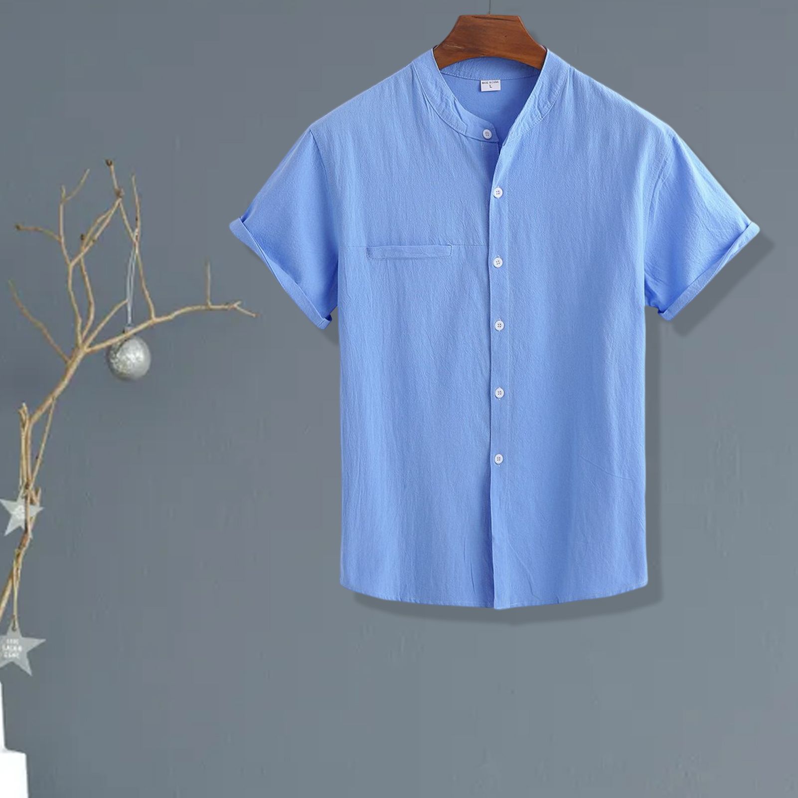 Men Top Young Style Solid Color Men Top