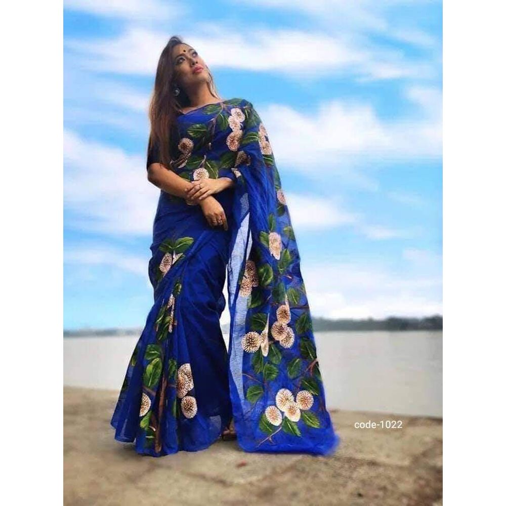 মহিলাদের জন্য bdzoon এর হাতের প্রিন্ট নতুন চমৎকার, ফ্যাশনেবল, স্টাইলিশ এবং আরামদায়ক হাফ সিল্ক শাড়ি