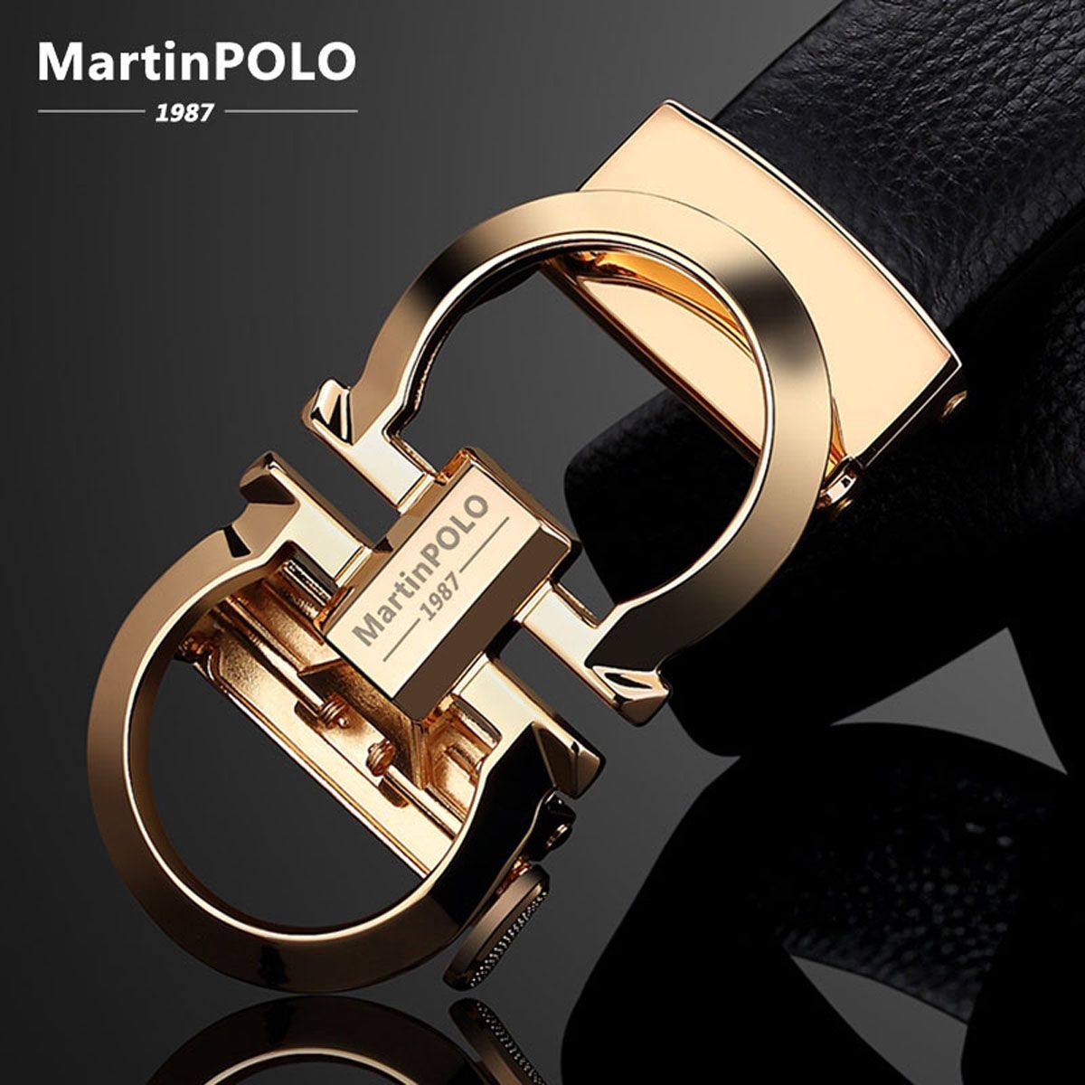 Fashionable Artificial Leather Belt for Men - Black.