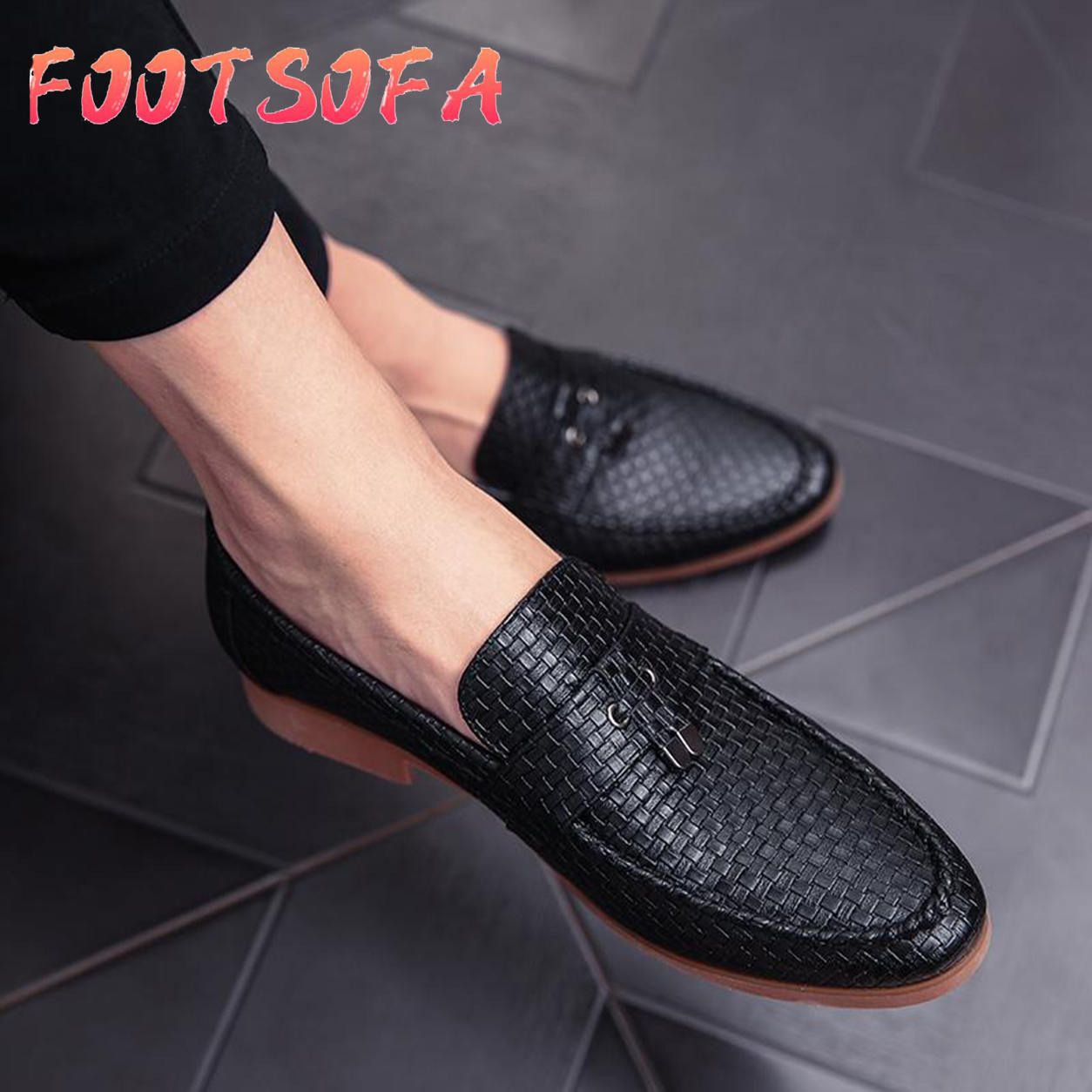 New Men Tassel Loafers PU Leather Formal Shoes Elegant Dress Shoe Simple Slip On Man Casual Footwear Large Size 47 46