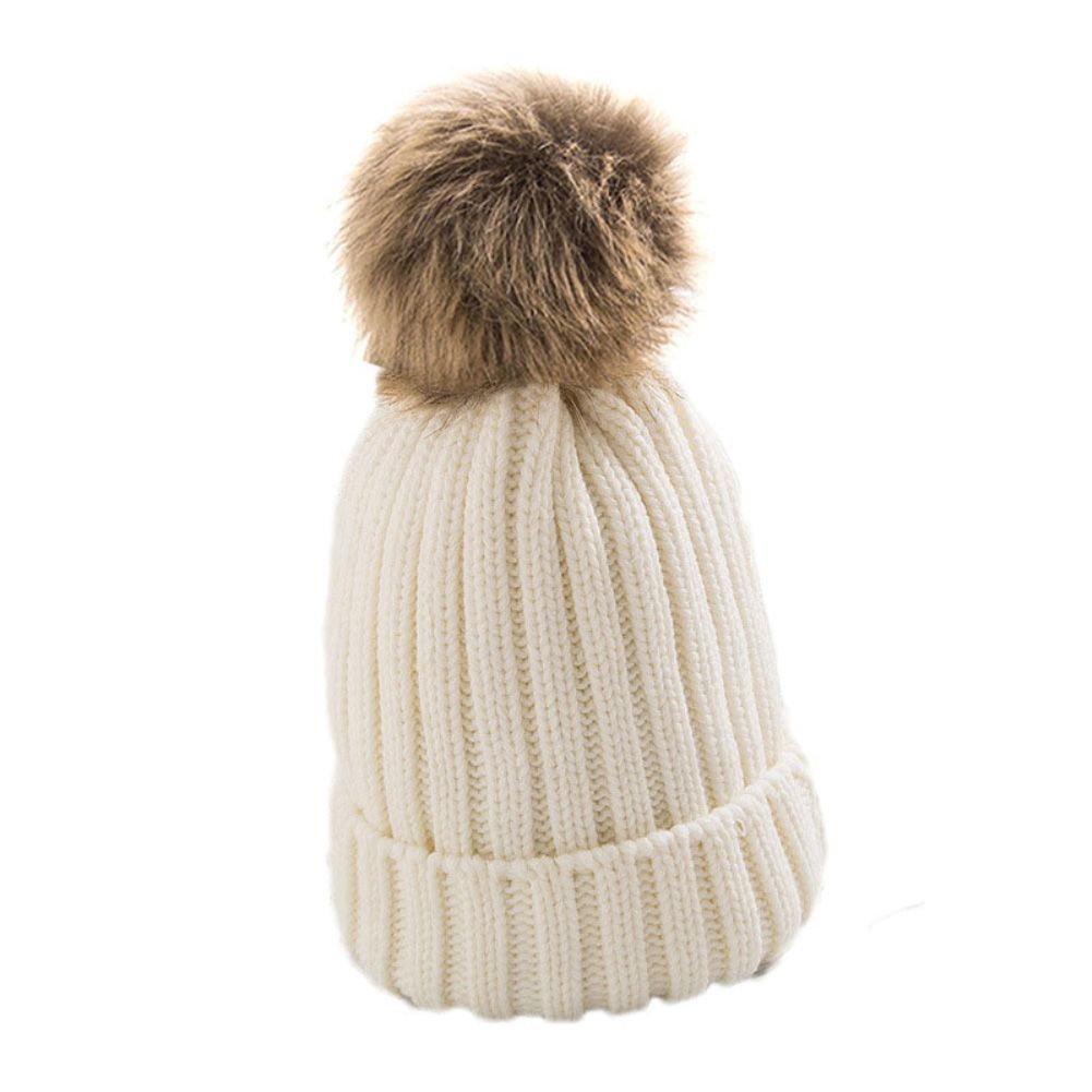 Women Winter Pompom Knitted Beanie Hat Thick Warm Stretch Ski Cap