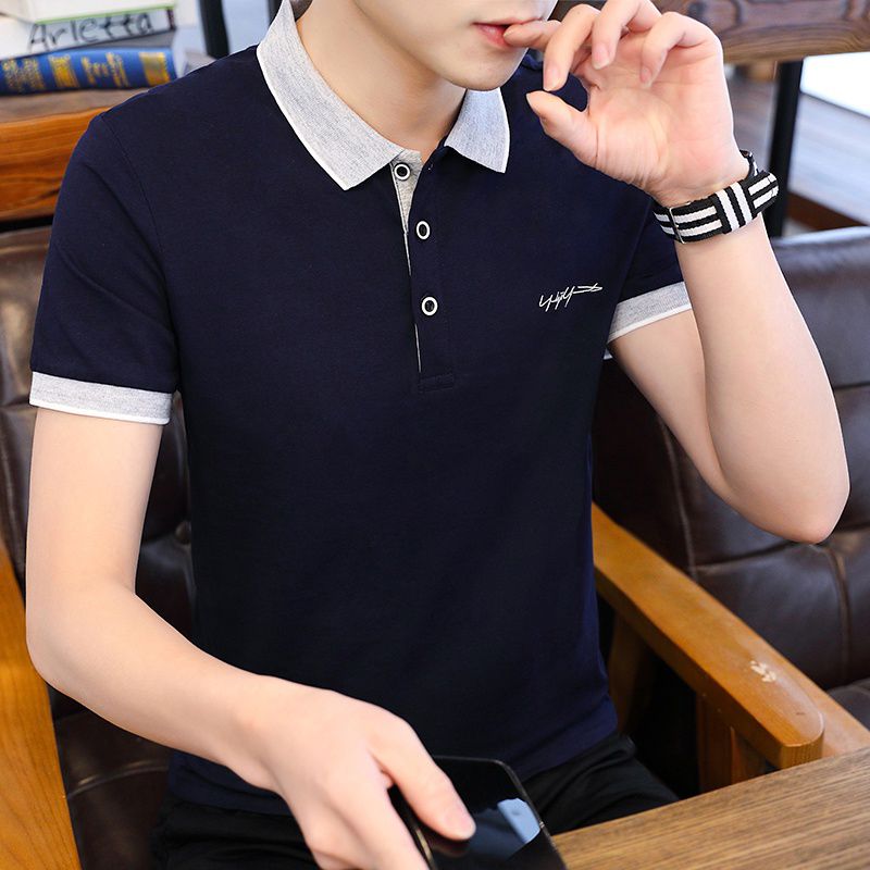 Trendy Fashionable Navy Blue Summer Polo Shirt For Men