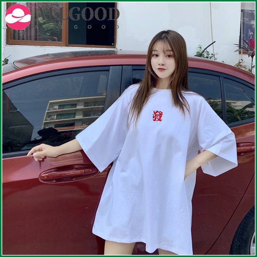 Short Sleeve T-shirts Women New Loose Korean Style Embroidery Simple Leisure Retro Casual Streetwear  Fashion Harajuku Oversize