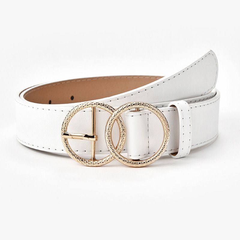 Loldeal 3.2x108cm New Double Ring Buckle Women's Vintage Ornament Wide Coat Slim Belt Fashion All-Match Jeans Belt Women's
