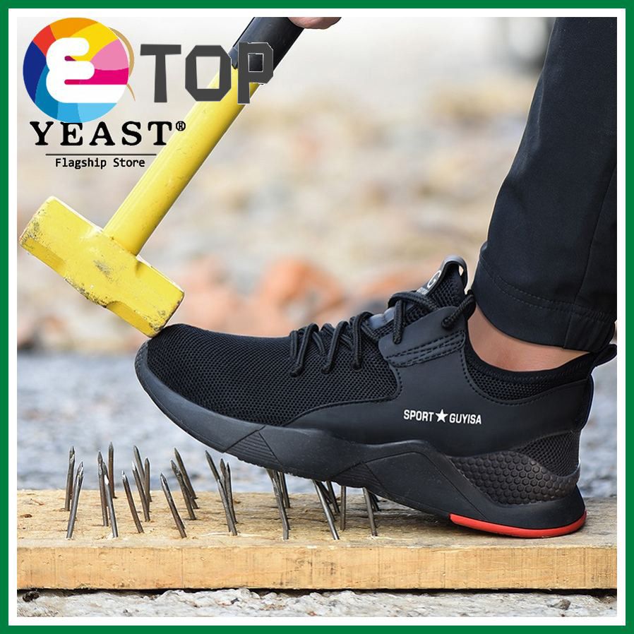 Breathable Men's Safety Shoes Boots With Steel Toe Cap Casual Men's Boots Work Indestructible Shoes Puncture-Proof Work Sneakers Big Size 39-49 Black shoes