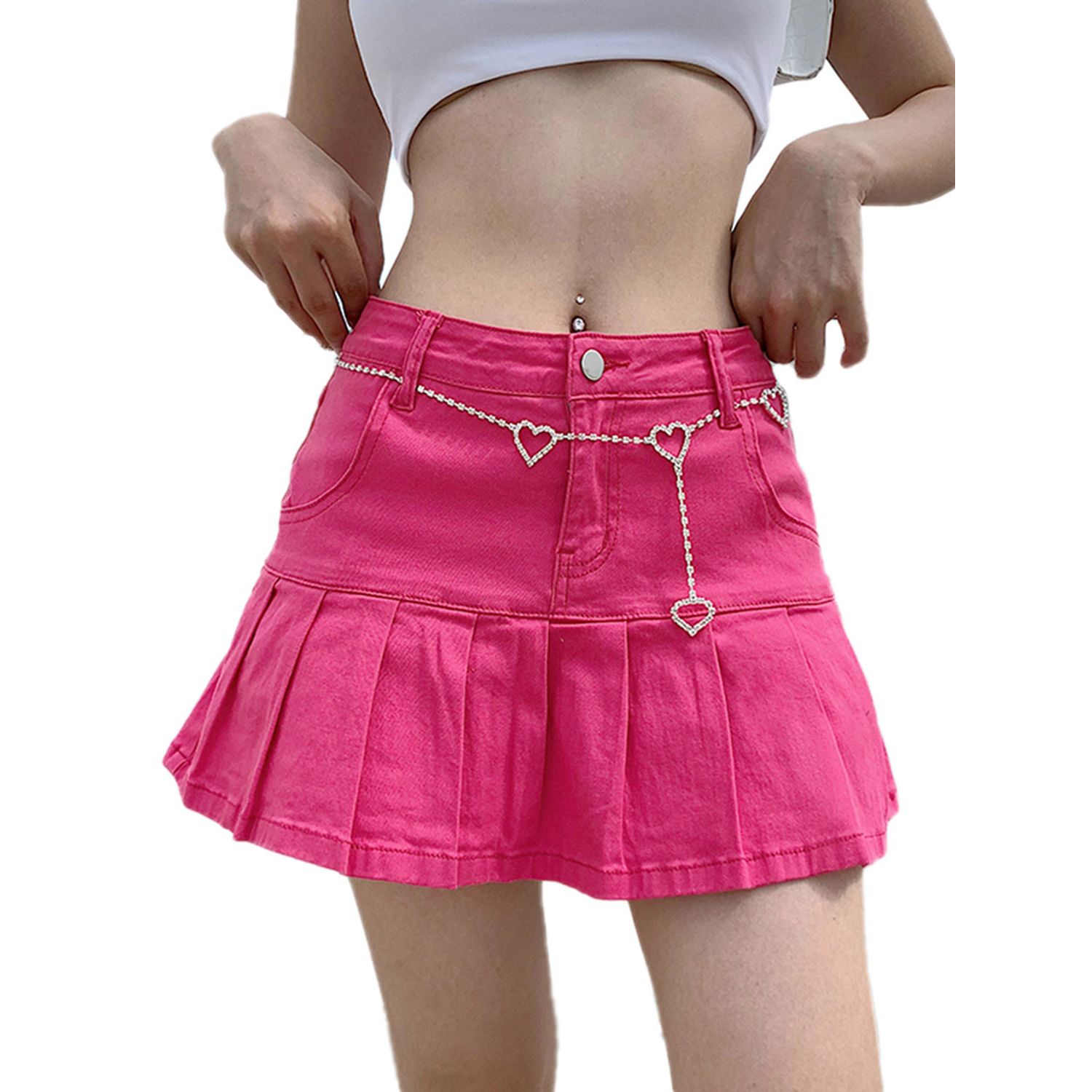 2021 Women Fashion Pocket Solid Color Skirt Ladies Stylish Denim Skirt for Shopping Daily Wear