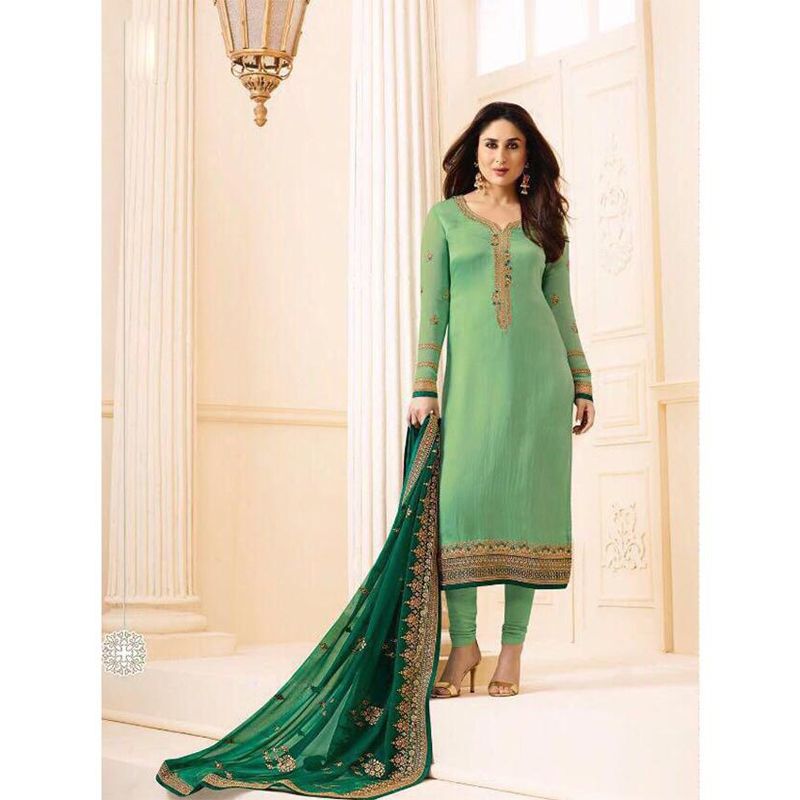 Sea Green Georgette Unstitched Salwar Kameez for Women