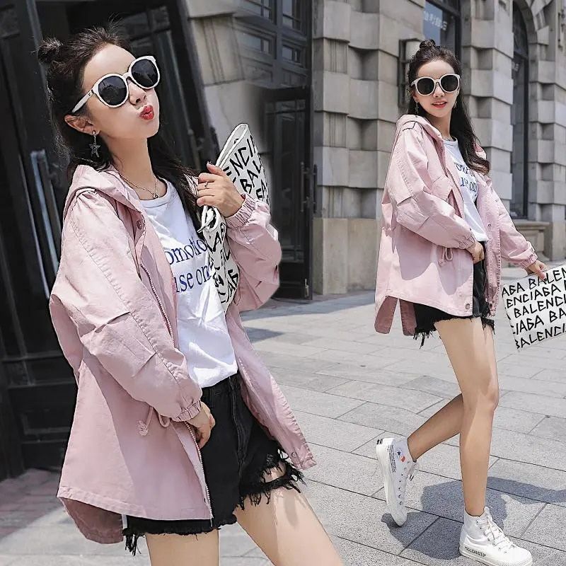 New Female Windbreaker Loose Basic Coat Outwear Oversize Autumn Women's Jacket Long Sleeve Casual Hooded Jackets