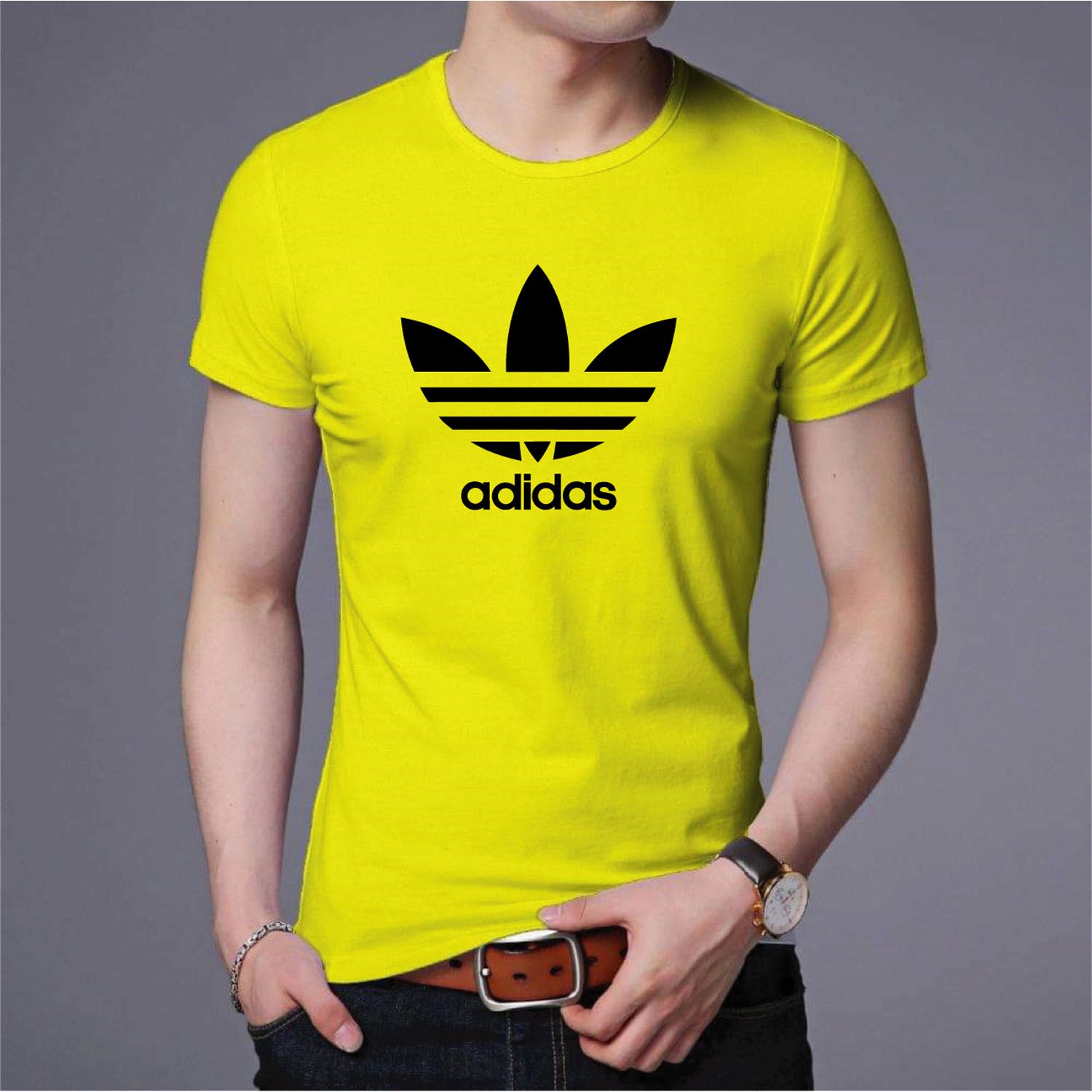 yellow   colour (1 piz ) Export 100% Cotton High Quality half Sleeve t-shirt for men