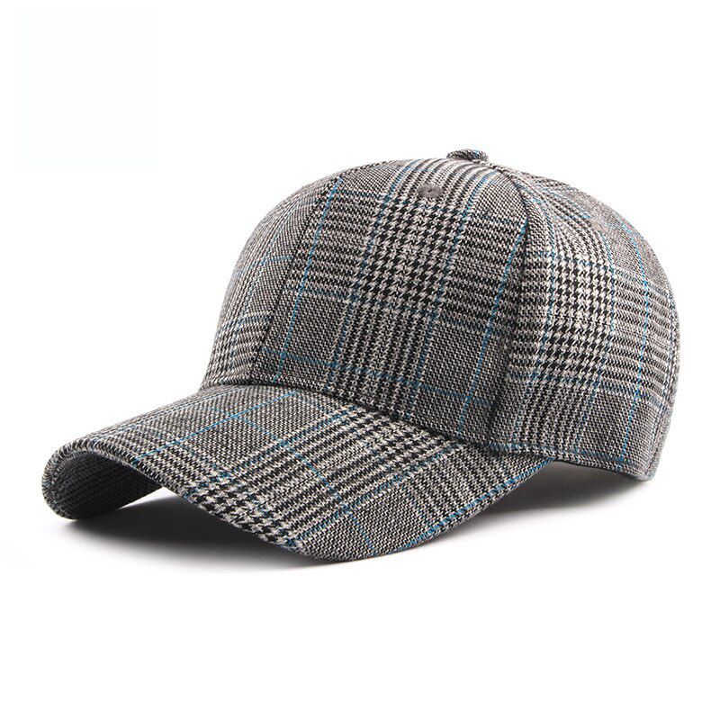 1pc Women's Winter Hat Men's Baseball Cap Snapback Plaid Lattice Retro Woman Accessori Warmth Thin Woolen Sun Hat KPop BQM009
