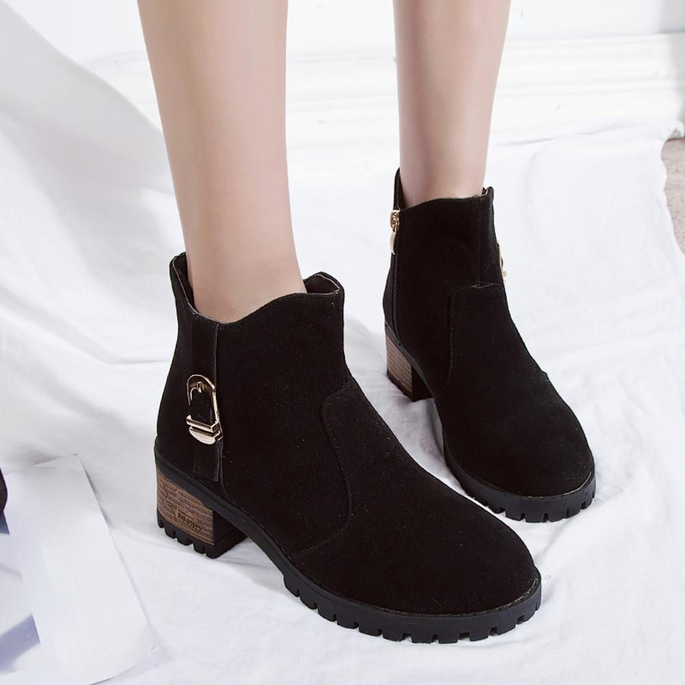 【ALLGOOD】New arrivals korean fashion boots for women ladies Women Boots Casual Shoes Martain Boots Suede Ankle Boots High Heeled Zipper Boot Women Foreign Version winter Booots