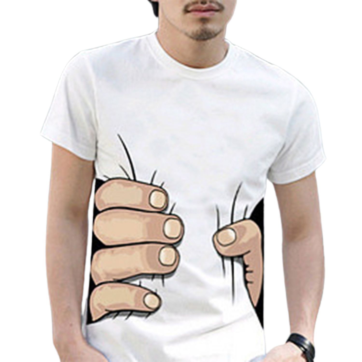 Men Shirt Crew Neck Eye-catching Summer Shirt