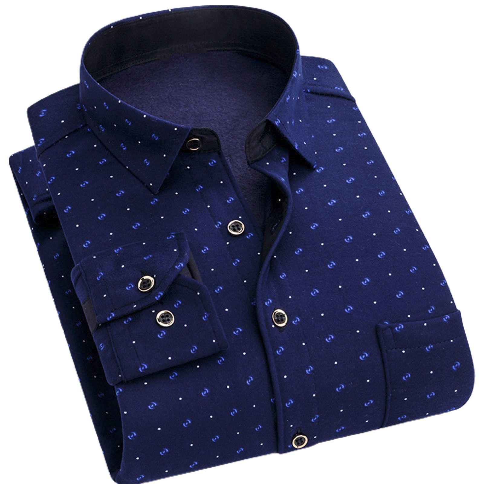 Male Shirt Turn-down Collar Plush Thickening Autumn Shirt