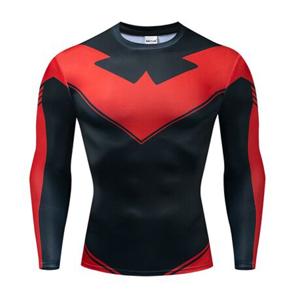 2021 New Nightwing 3D Printed T-shirts Men Long Sleeve Cosplay Costume Fitness Clothing Male Tops Halloween Costumes For Men Pri