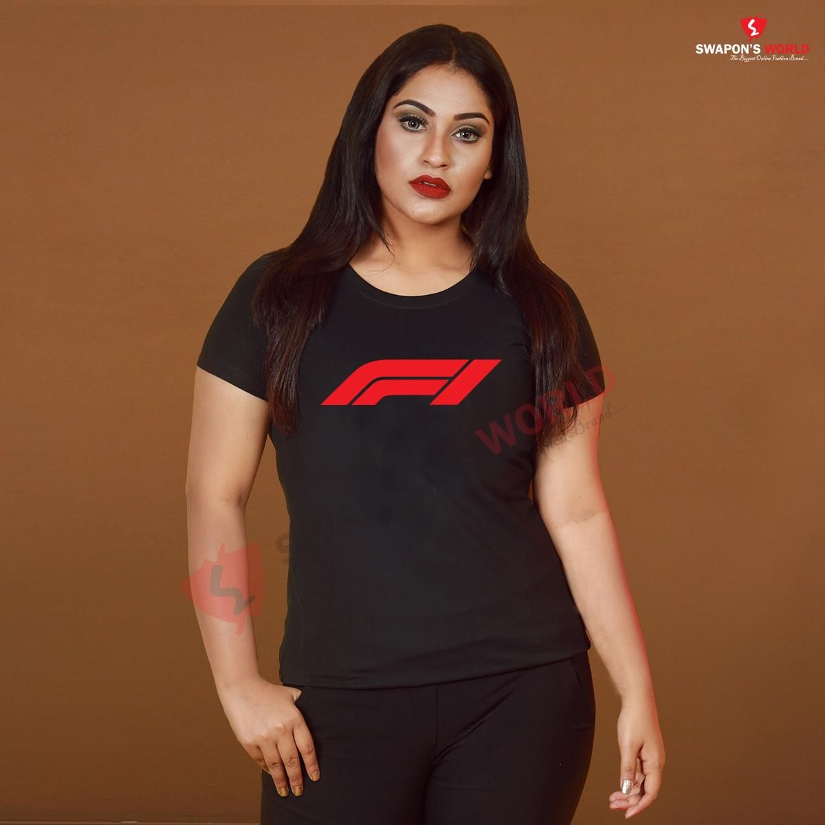 Black Cotton Half Sleeve T-Shirt for Women Code-SW3988T