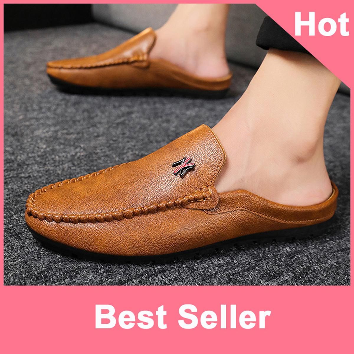 Korean Half Shoes for men Half Slippers Flat Sandals Lazy Shoes Loafers for men New Fashion Casual Shoes Mules for men
