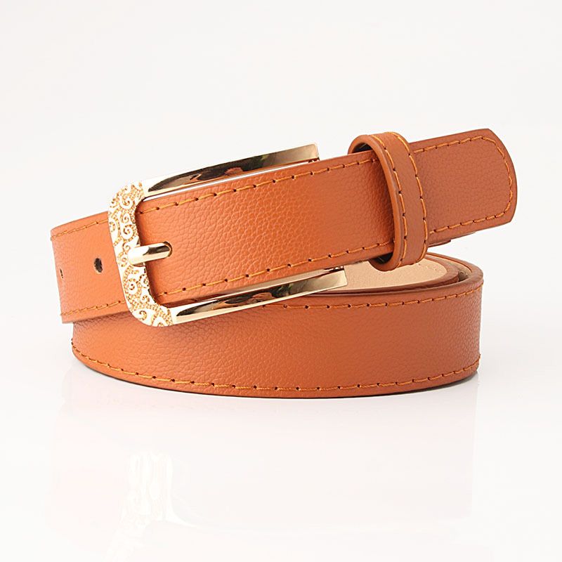 Loldeal 2.5x105cm Trendy Korean Style Women's All-Match Alloy Pin Buckle Belt Pu Student Belt One-Piece Split Skirt Clothing Decorative Belt