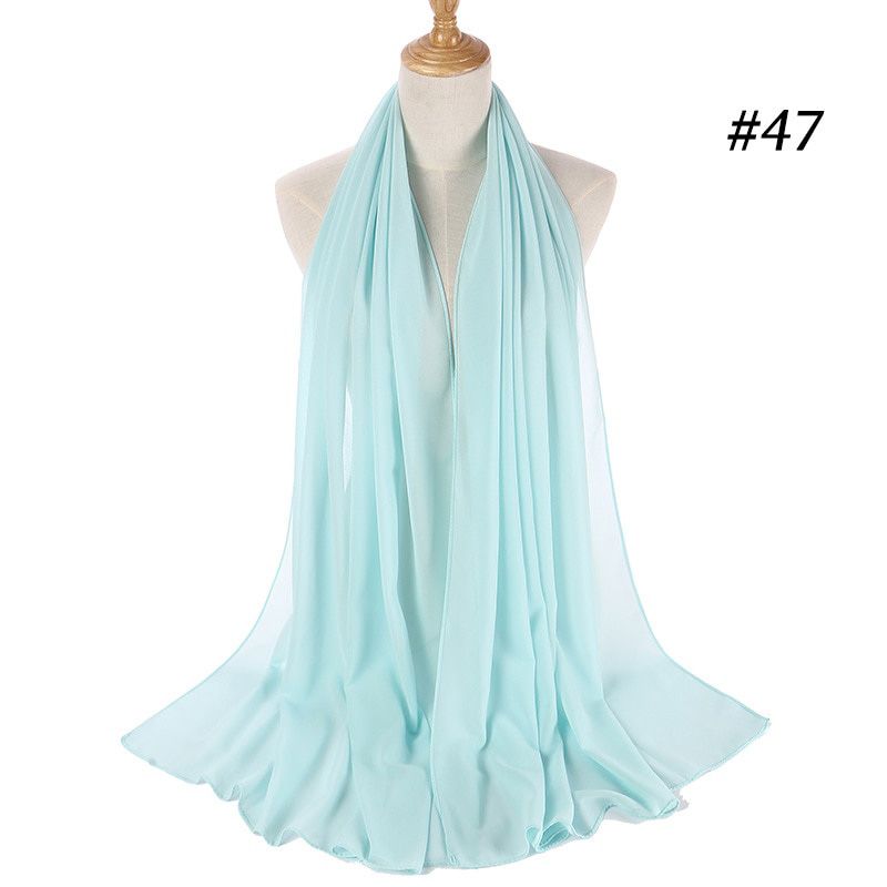 Muslim Plain Bubble Chiffon Hijab Scarf Women 2021 Solid Color Soft Long Shawls and Wraps Georgette Head Scarves Ladies Hijabs