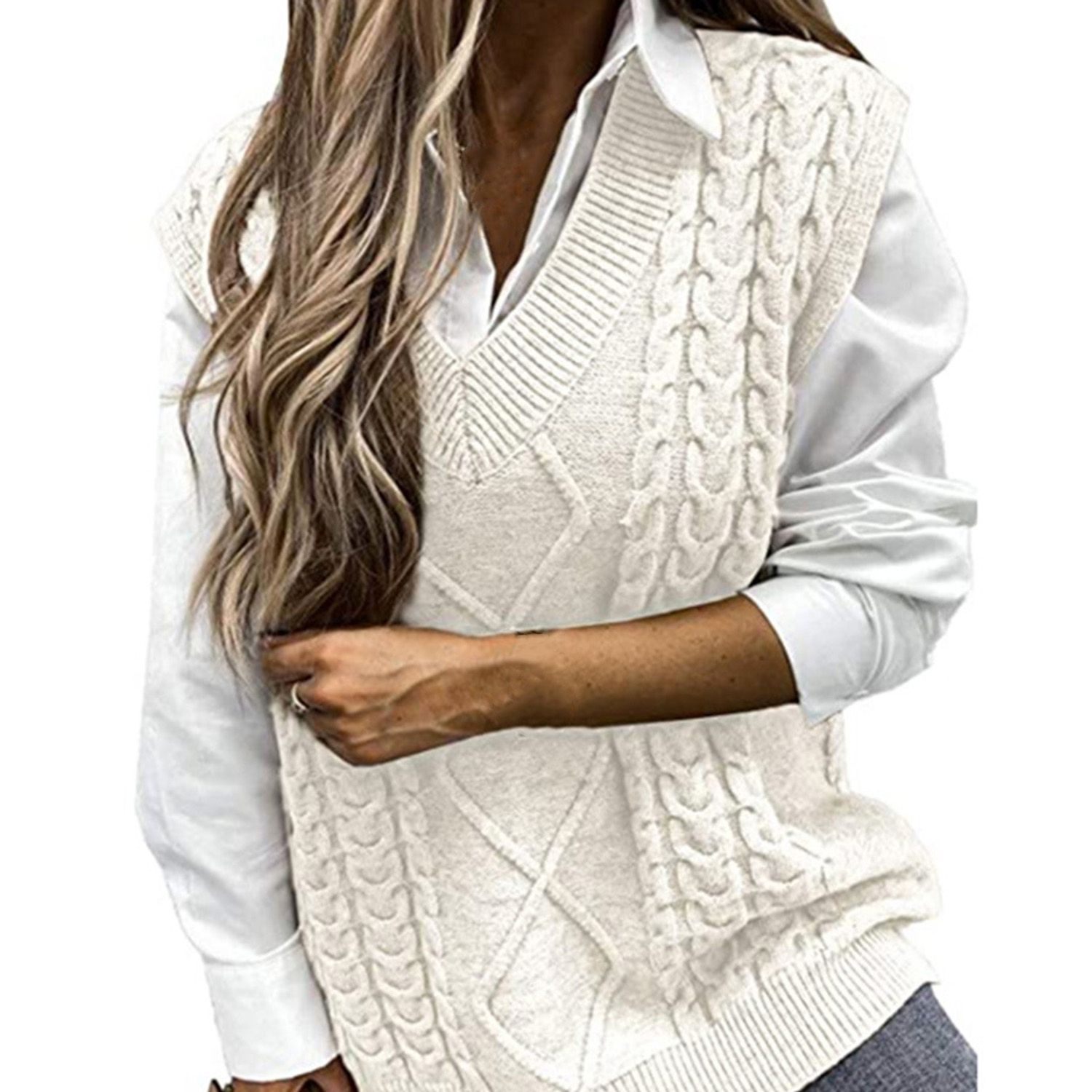 Knitting Vest Solid Color Trendy Twist Knitted Women Vest