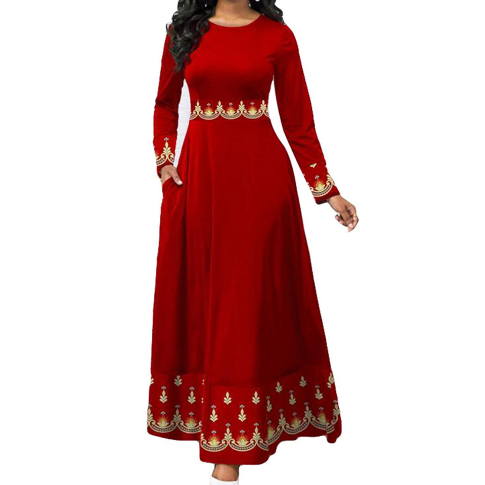 Elegant Dress Waist Tight Large Hem High Waist Maxi Dress