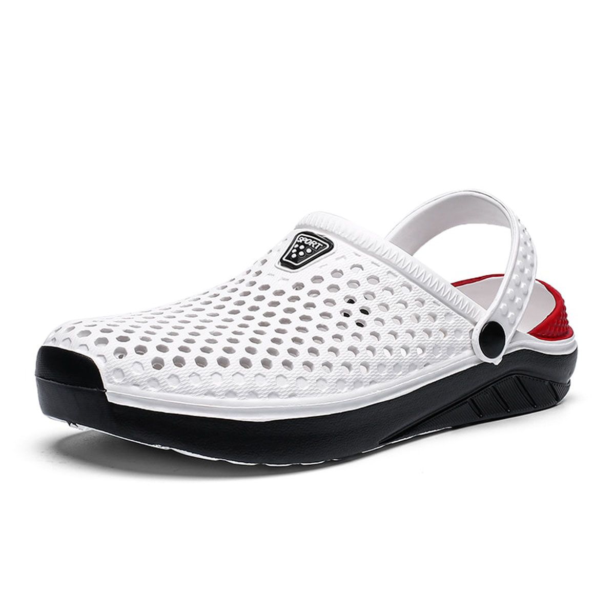 Men's Beach Sandals Summer Hole Couple Slides Platform Anti-Slip Sole Slippers Solid Color Ventilated Shoes Basic for Female