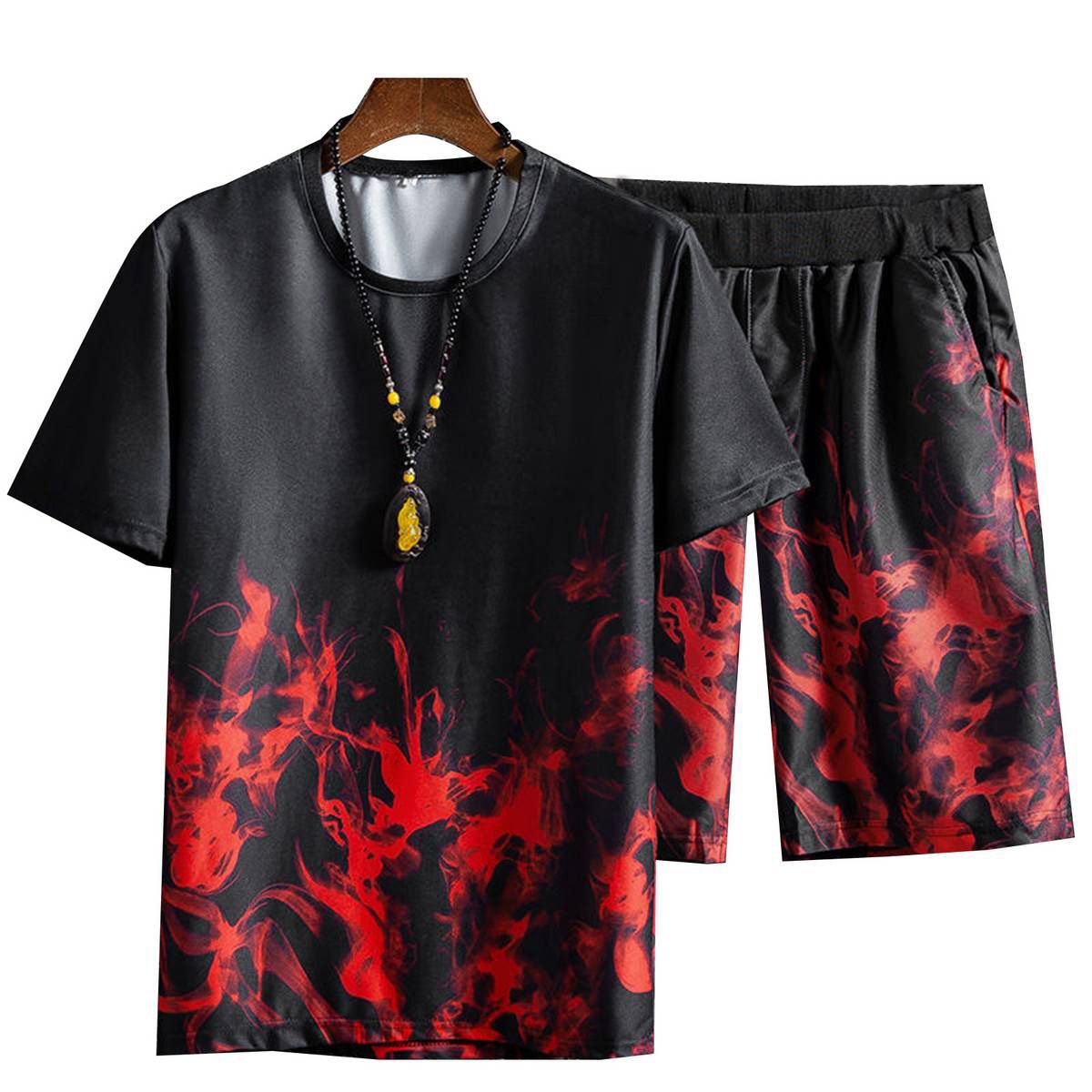 Sport Suit Printed Loose Casual Two-piece Homewear Suit for Fitness
