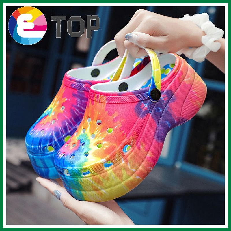 Sandals Women 2021 New Wild Color Wedge Thick Bottom Croc Hole Shoes Garden Sandals Increase Beach Shoes Nurse Shoes