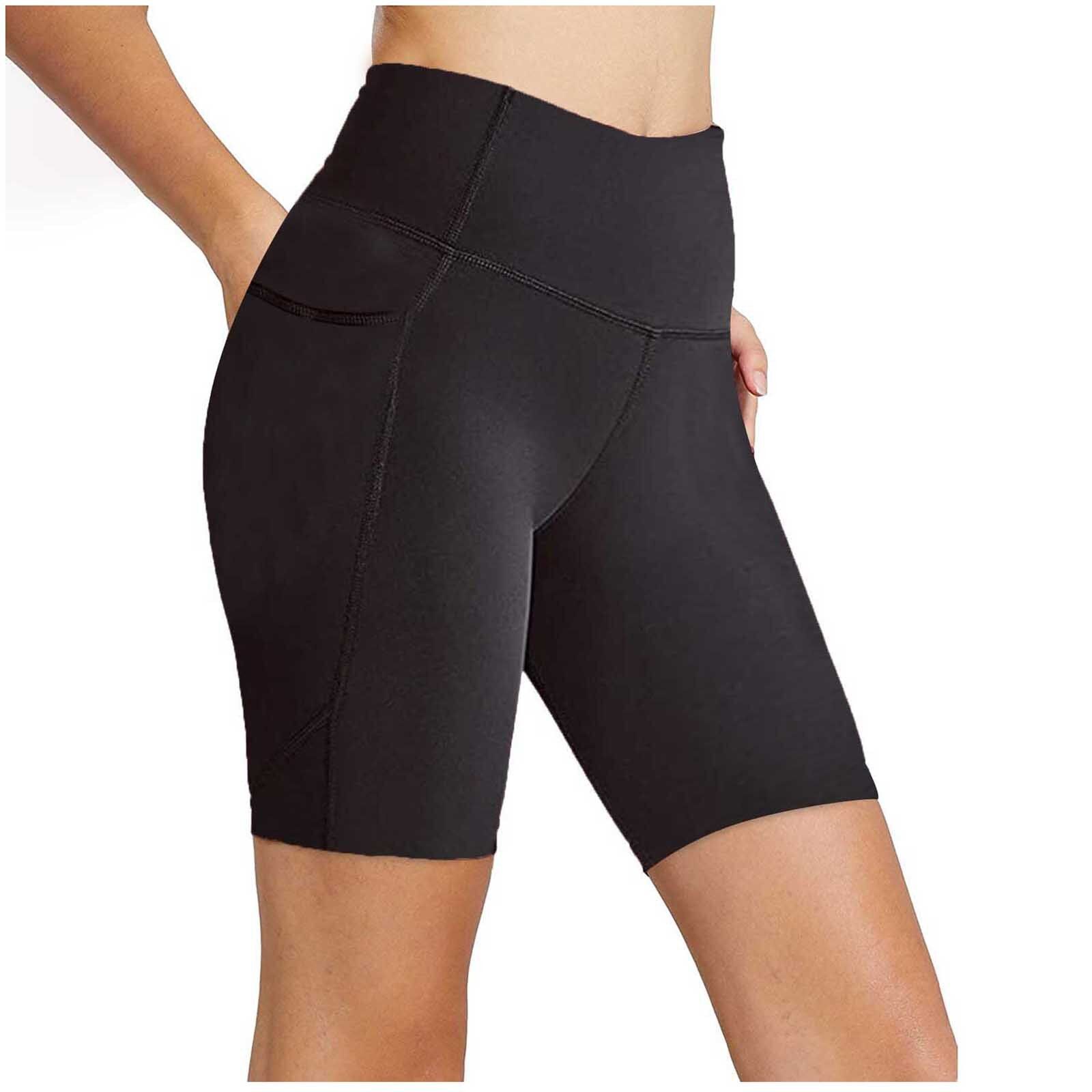 2021 New Women High Waist Yoga Shorts With Side Pockets Running Gym Workout Biker Shorts High Quality