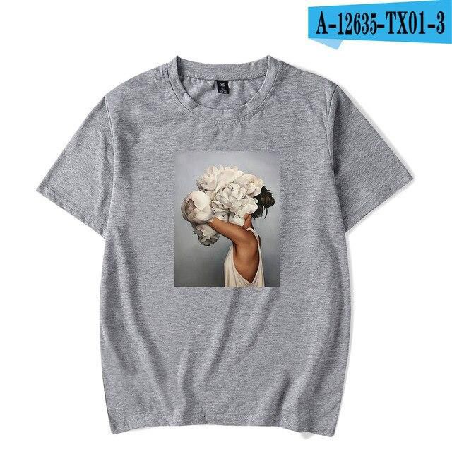 Flower Aesthetics Art T-shirt Girls Taste Art T-shirt Gothic Western Style Pattern Aesthetics Beautiful T-shirt