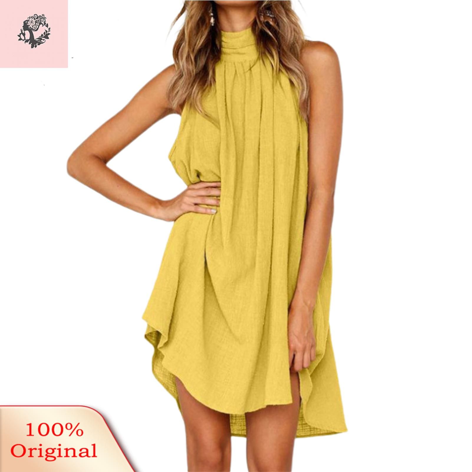 Sunnyheart Vest Dress Sleeveless Irregular Hem Women Dress