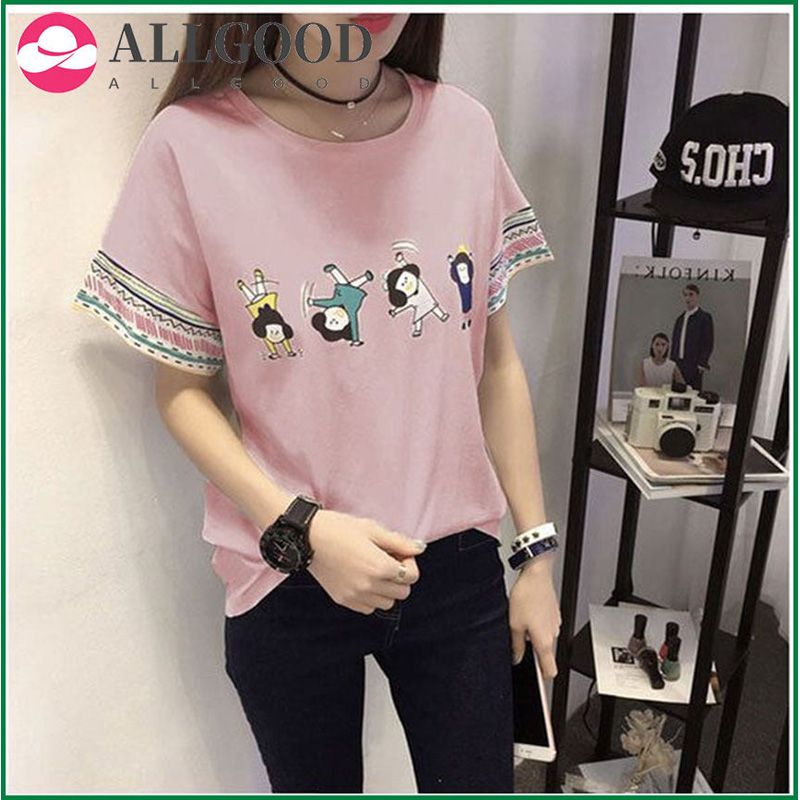 Women's Round Neck Cartoon Print Short Sleeve T-Shirt