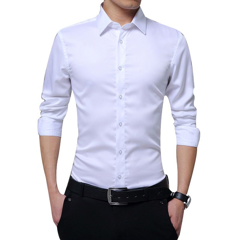 Men Long Sleeve Shirts Slim Fit Solid Business Formal Shirts for Autumn High Quality Solid Male Clothing Fit Business Shirts
