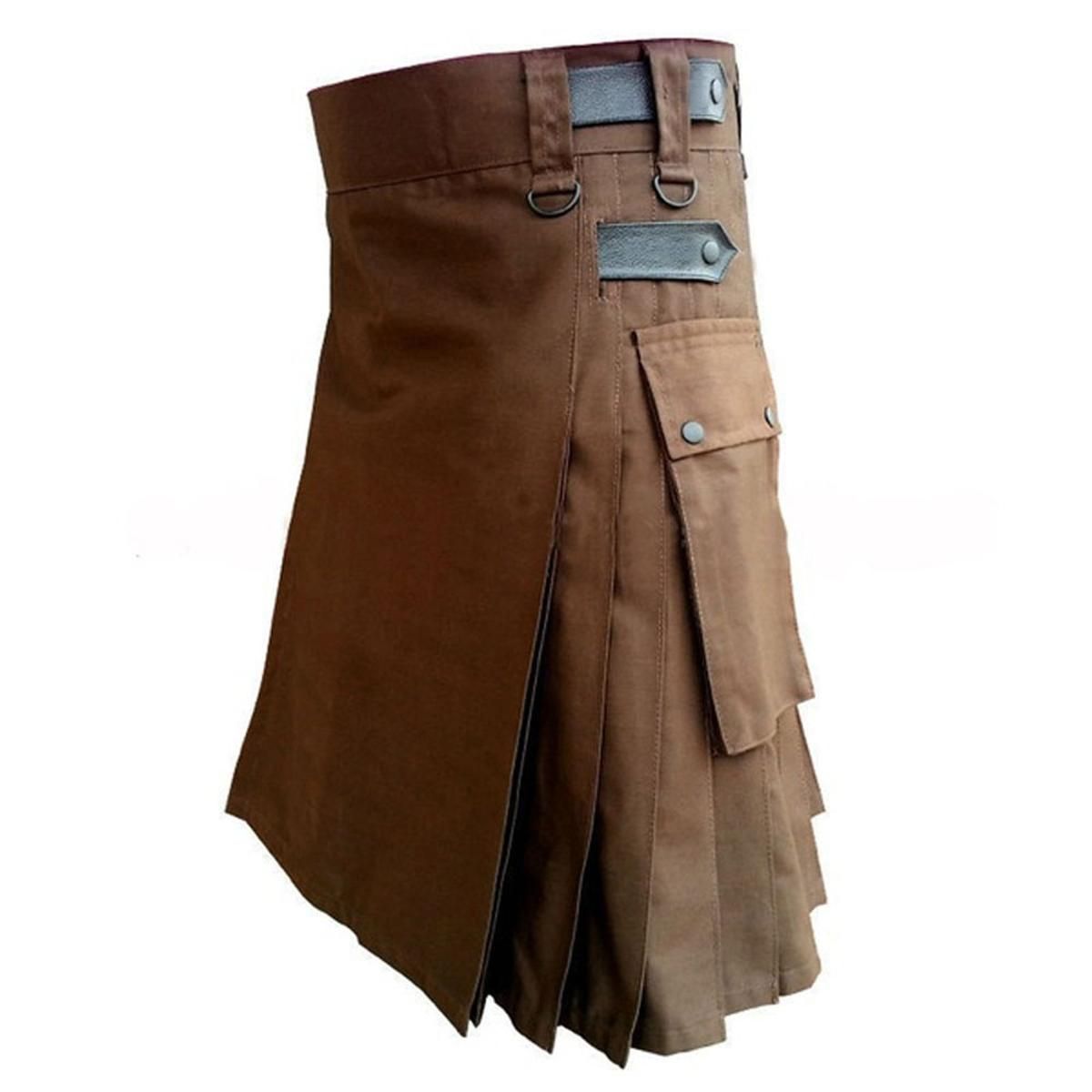 SteampuPants Mens Vintage Kilt Scotland Gothic Kendo Pocket Skirts Scottish Clothing Pleated Skirt Pants Medieval Clothing