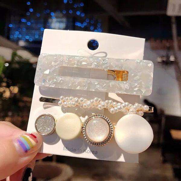 1 Set Acrylic Pearl Hair Barrettes Fashion Geometric Women Hair Clip Hairgrips Hair Accessories for Girls Hair Pins Jewelry