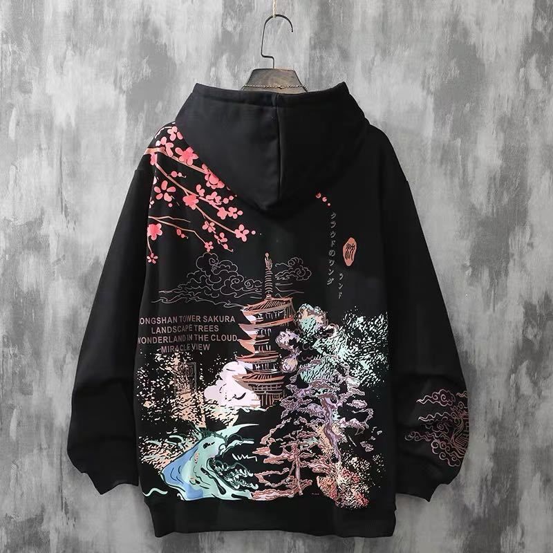 Spring and autumn trend Japanese harajuku streetwear men -hop hooded loose plus size punk clothes Graphic Swag Couple hoodie