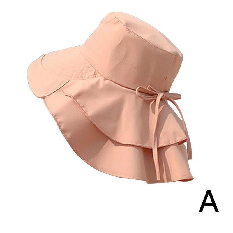 Fashion Women Summer UV Protection Sun Hat Ponytail Bucket Hat With Neck Flap Outdoor Traveling Beach Cap Sun Visor Hat