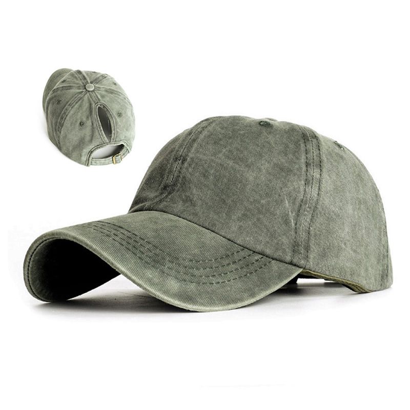 【BestGO】Adjustable Ponytail Baseball Cap  Women Men Cowboy Baseball Cap Solid