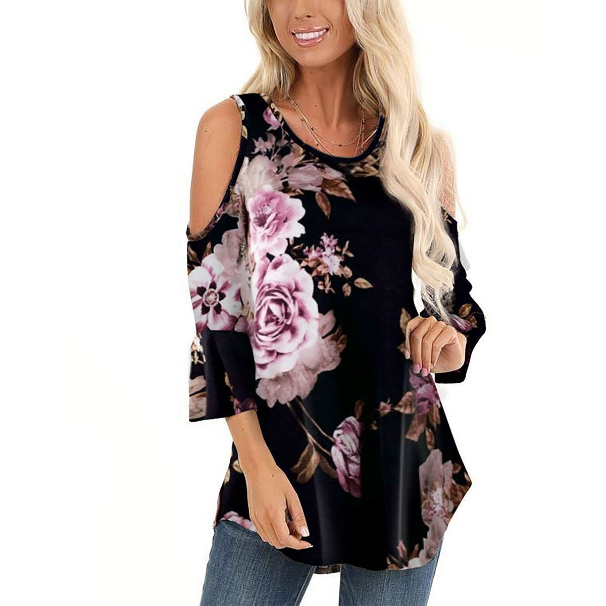 Sexy Off-the-shoulder Top Young Girls Fashion Print Pullover Casual Style Clothes