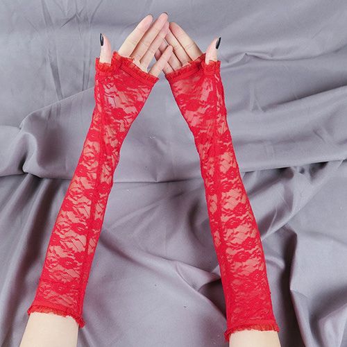 Elegant Women Ultra-Thin Long Summer Driving Cycling  screen Gloves Female Anti-UV Elasticity Lace Mesh Gloves H98