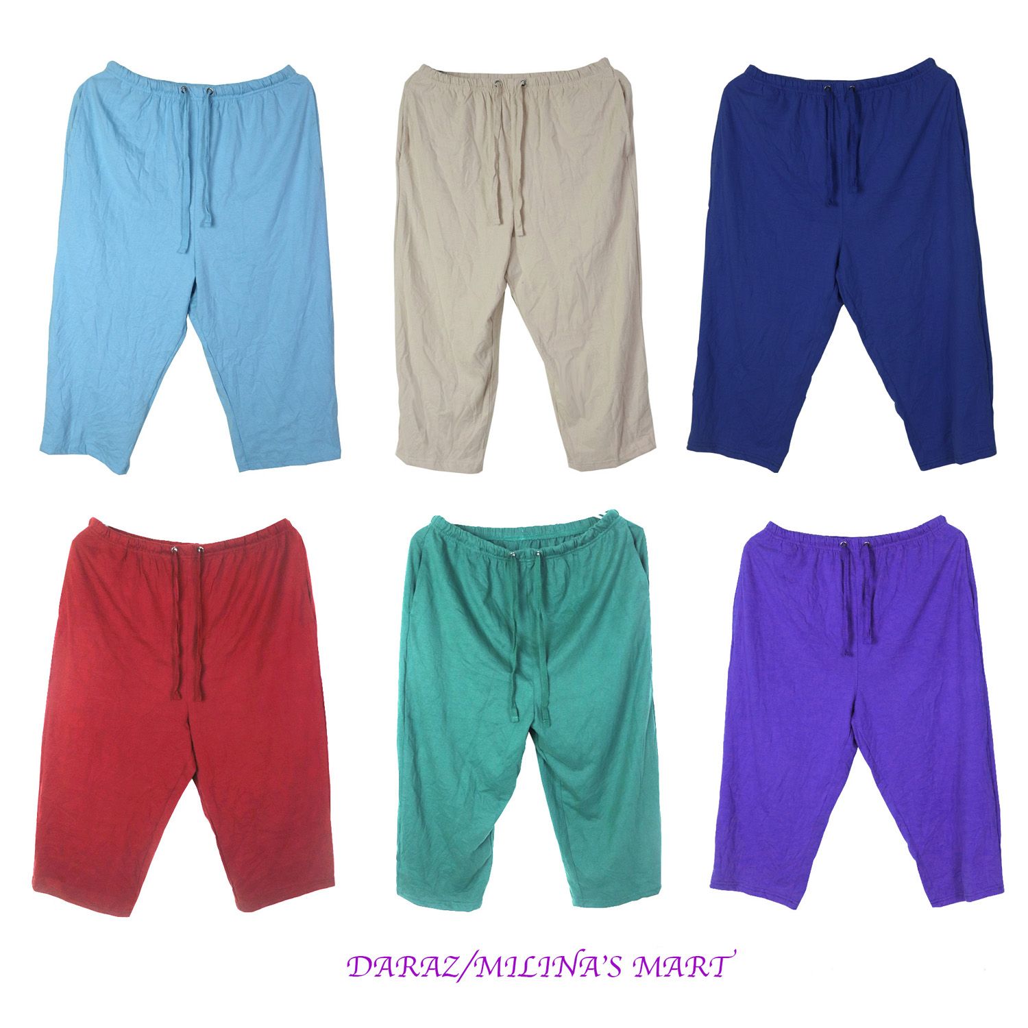 1 piece Ladies Colorful Export Quality 3 Quarter Trousers / Premium Cotton Pants for Women- Milina's Mart