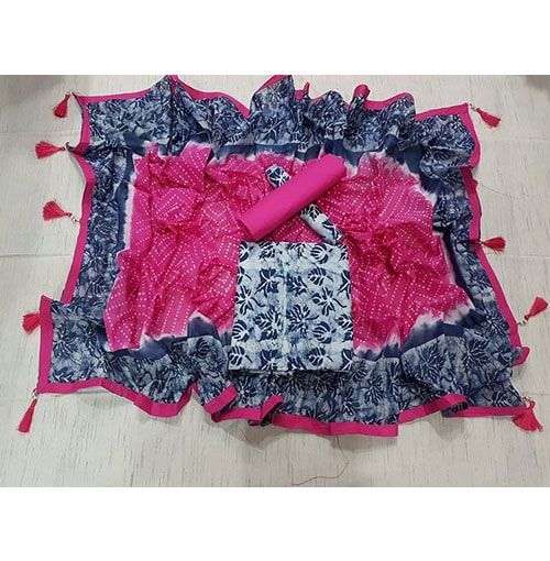 Multicolor Bexi-Voile High quality Vegetable Batik Print Three Piece NF730