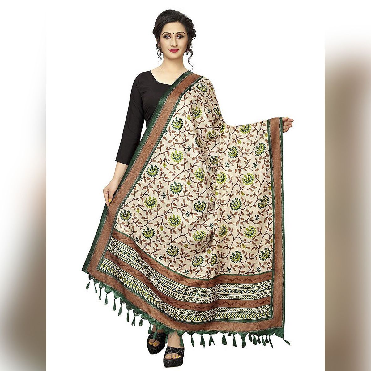 Women's Bhagalpuri Silk Printed Dupatta (Khadi Orna)