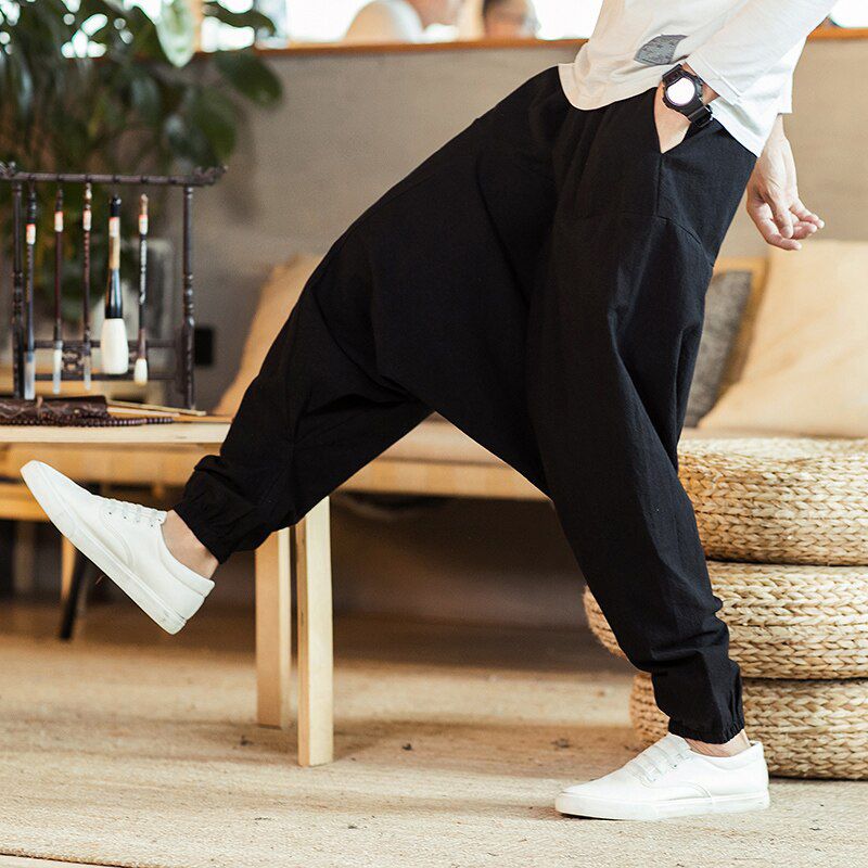 Harem Pants Men Solid Loose Casual Mens Korean Style Cotton Plus Size Sweatpants Male Trousers New